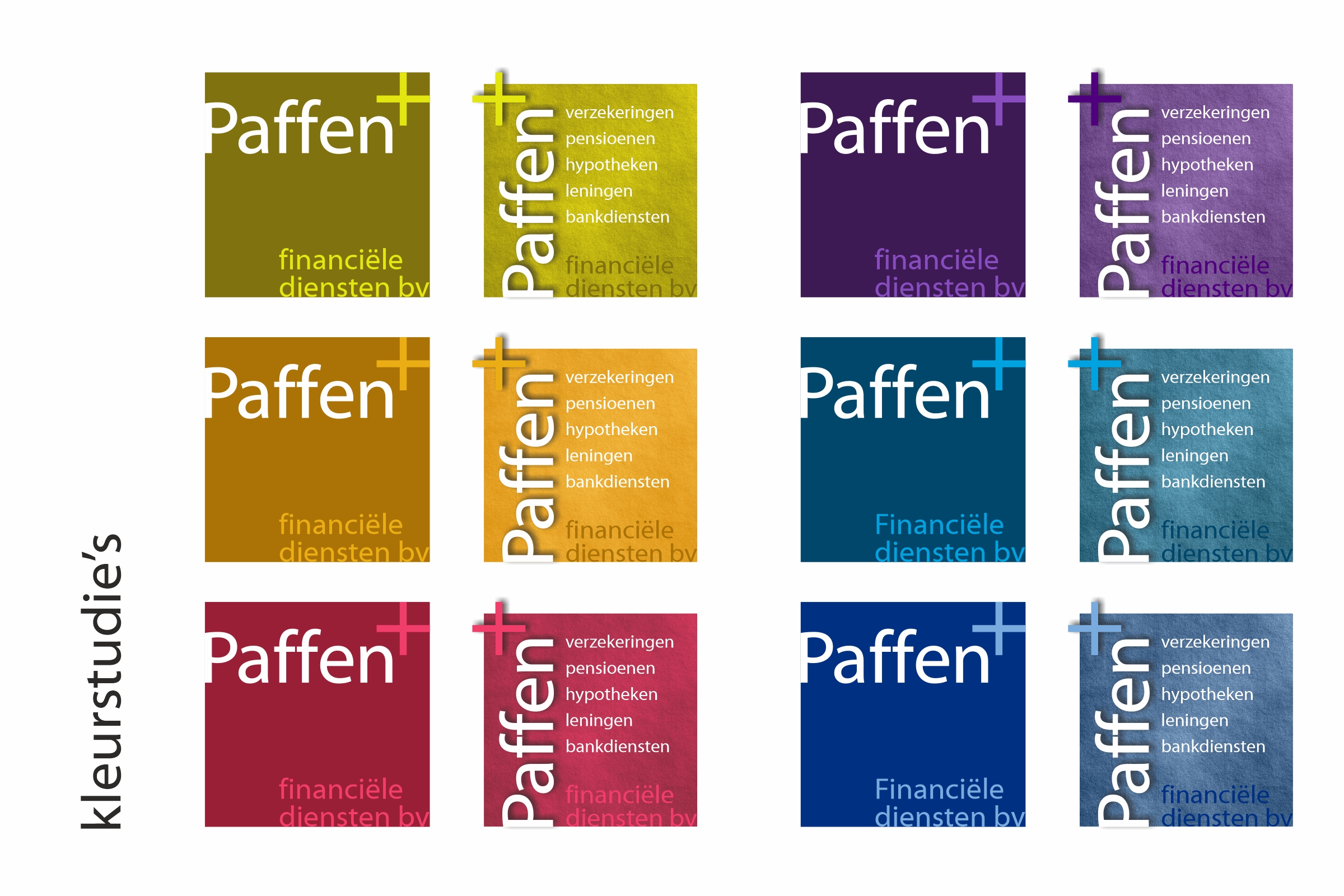 Paffen, kleurstudie, kleurstudies, kleurvariaties, grafische vormgeving, grafisch vormgever, logo ontwerp, een logo ontwerpen